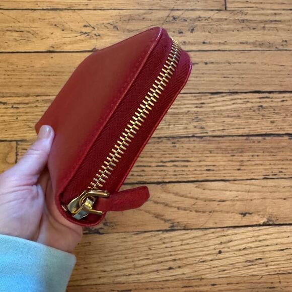 Prada Saffiano Bow Zip Around Continental Red Wallet GHW - Picture 5 of 11